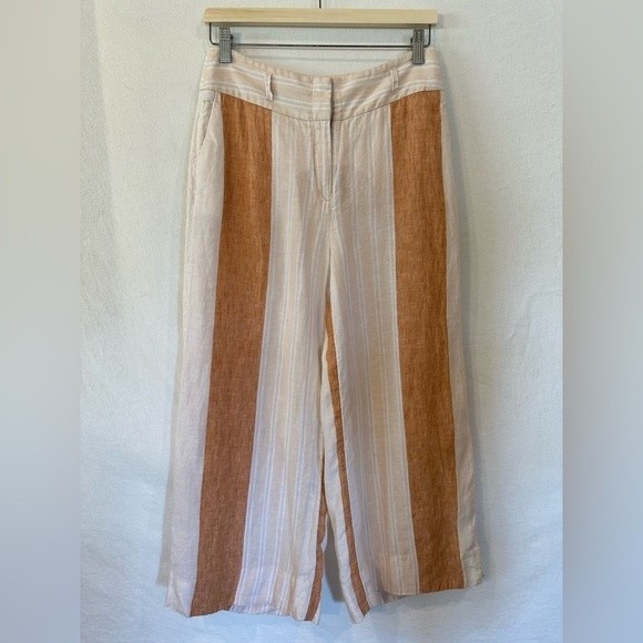 Anthropologie White and Tan Wide Leg Pants - Picture 3 of 12